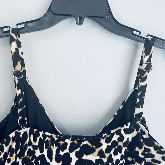 Trimshaper One Piece Swimsuit Size 14 Black Leopard Slimming Rouching Bra Cups - Picture 8 of 12